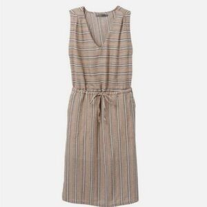 prAna Ecotropics Organic Cotton Midi Dress Copper Stripe Boho Sustainable Medium